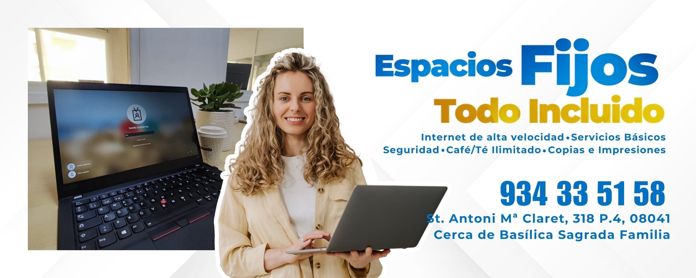 Oficina privada con espacios fijos indiviaduales.